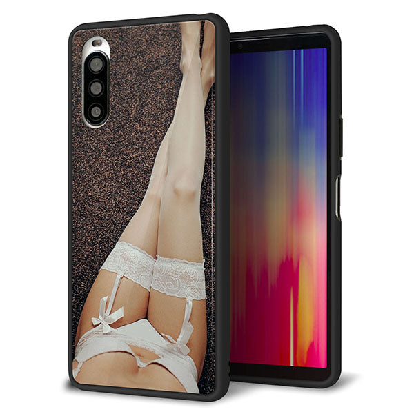 docomo エクスペリア10 II SO-41A 強化ガラス&TPUスマホケース ガラプリ【KM888 ストッキング】