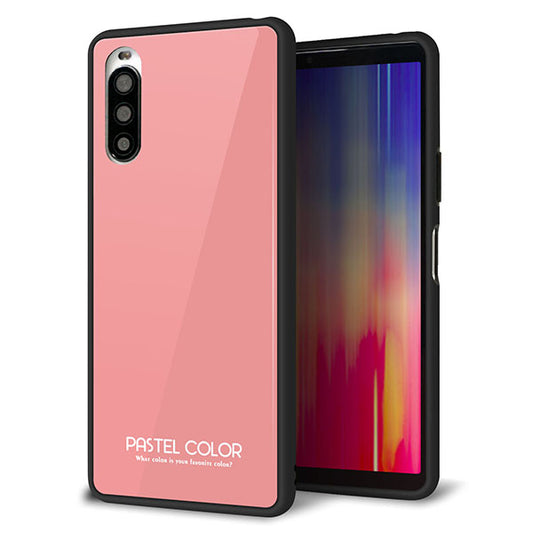 docomo エクスペリア10 II SO-41A 強化ガラス&TPUスマホケース ガラプリ【KM902 パステルカラー(パステルレッド)】
