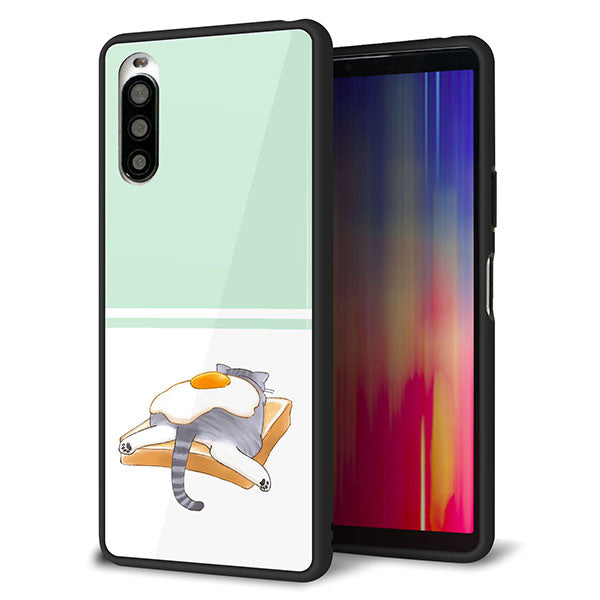 docomo エクスペリア10 II SO-41A 強化ガラス&TPUスマホケース ガラプリ【KM960 目玉焼き】