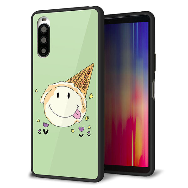 docomo エクスペリア10 II SO-41A 強化ガラス&TPUスマホケース ガラプリ【MA902 アイスクリーム】