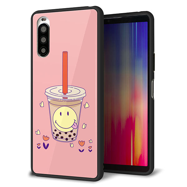 docomo エクスペリア10 II SO-41A 強化ガラス&TPUスマホケース ガラプリ【MA903 タピオカ】