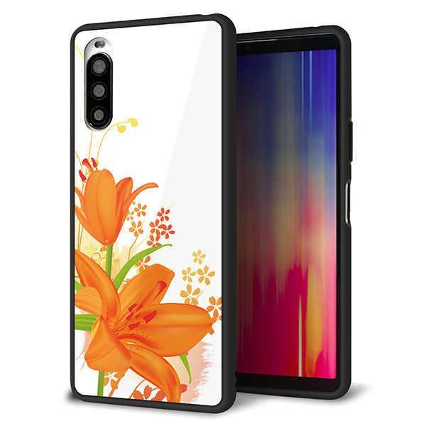 docomo エクスペリア10 II SO-41A 強化ガラス&TPUスマホケース ガラプリ【SC848 ユリ(オレンジ)】