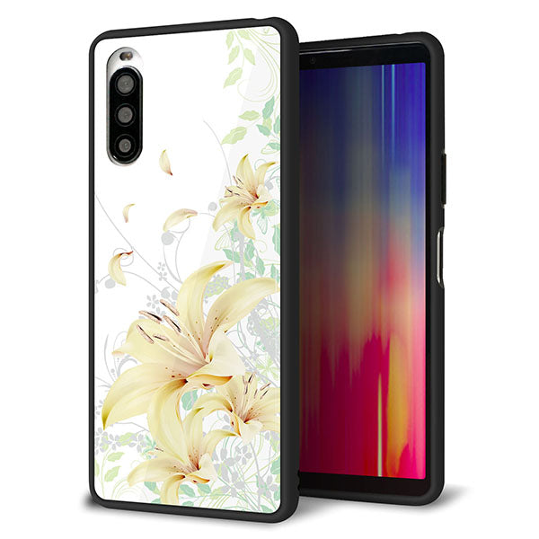 docomo エクスペリア10 II SO-41A 強化ガラス&TPUスマホケース ガラプリ【SC851 ユリ(ホワイト)】