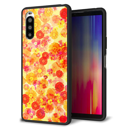 docomo エクスペリア10 II SO-41A 強化ガラス&TPUスマホケース ガラプリ【SC867 リバティプリント フルールドパルファン(イエロー)】