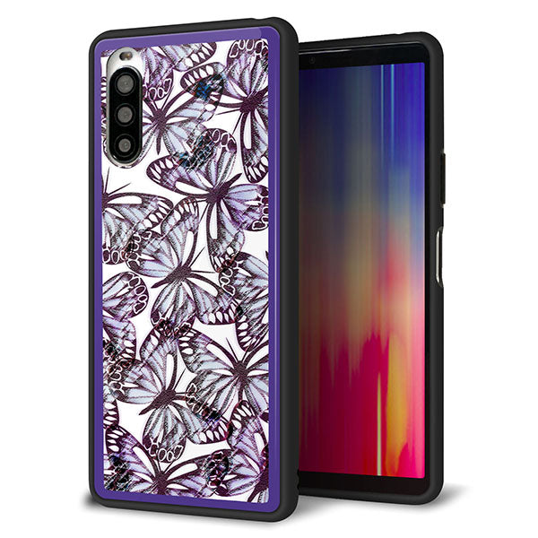 docomo エクスペリア10 II SO-41A 強化ガラス&TPUスマホケース ガラプリ【SC903 ガーデンバタフライ パープル】