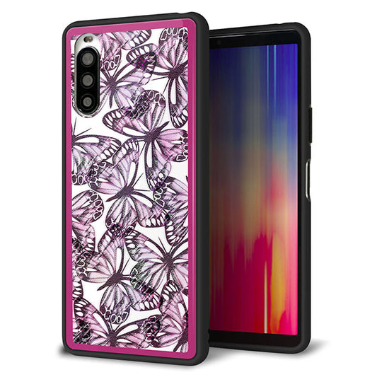 docomo エクスペリア10 II SO-41A 強化ガラス&TPUスマホケース ガラプリ【SC904 ガーデンバタフライ ピンク】