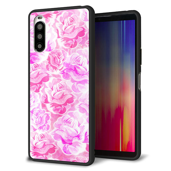 docomo エクスペリア10 II SO-41A 強化ガラス&TPUスマホケース ガラプリ【SC928 ローズ ピンク】