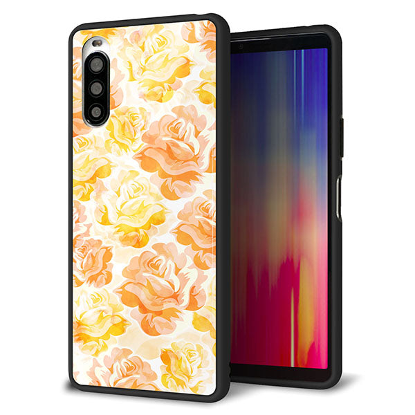 docomo エクスペリア10 II SO-41A 強化ガラス&TPUスマホケース ガラプリ【SC931 ローズ イエロー】