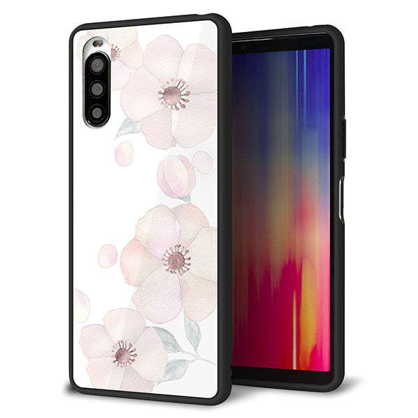 docomo エクスペリア10 II SO-41A 強化ガラス&TPUスマホケース ガラプリ【SC948 ドゥ・フルール(ホワイト)】