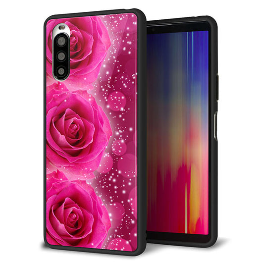 docomo エクスペリア10 II SO-41A 強化ガラス&TPUスマホケース ガラプリ【VA815 3連のバラ】