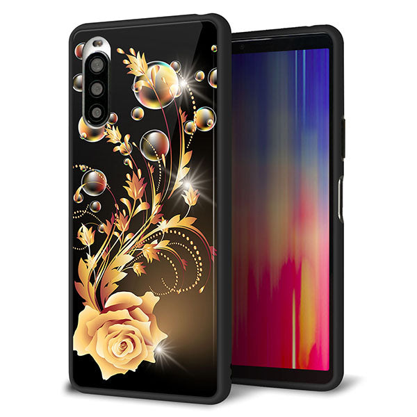 docomo エクスペリア10 II SO-41A 強化ガラス&TPUスマホケース ガラプリ【VA823 気高きバラ】