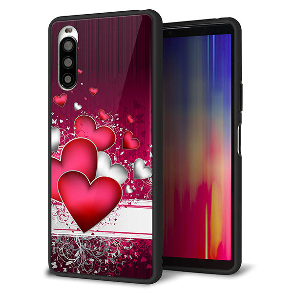 docomo エクスペリア10 II SO-41A 強化ガラス&TPUスマホケース ガラプリ【VA835 ハートの息吹】