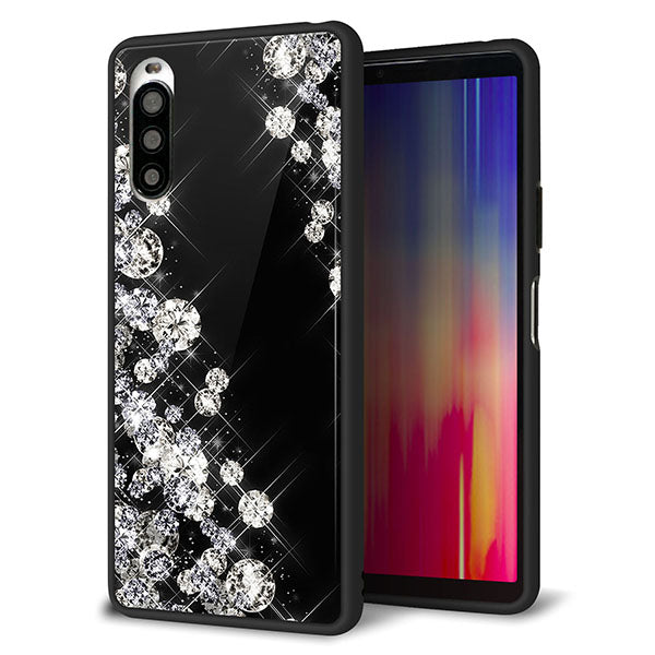 docomo エクスペリア10 II SO-41A 強化ガラス&TPUスマホケース ガラプリ【VA871 ダイヤモンドフレーム】