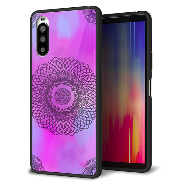 docomo エクスペリア10 II SO-41A 強化ガラス&TPUスマホケース ガラプリ【YJ344 レース】