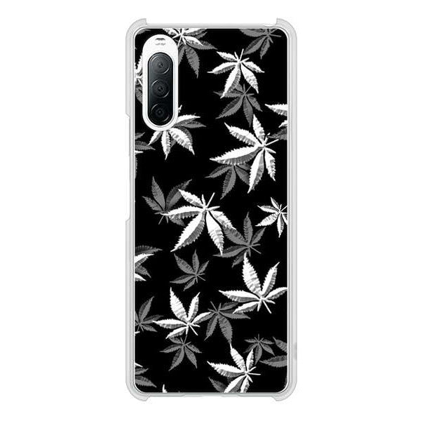 Xperia 10 II SO-41A docomo 高画質仕上げ 背面印刷 ハードケース 【064 モノトーン大麻ブラック】