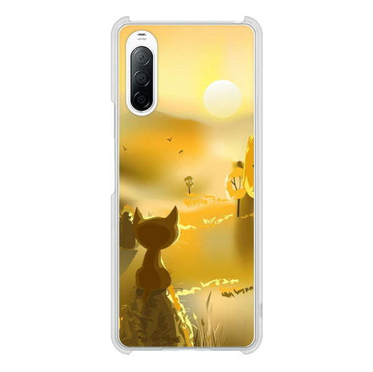 Xperia 10 II SO-41A docomo 高画質仕上げ 背面印刷 ハードケース 【400 たそがれの猫】