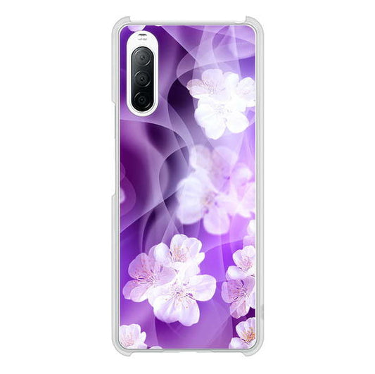 Xperia 10 II SO-41A docomo 高画質仕上げ 背面印刷 ハードケース 【1211 桜とパープルの風】