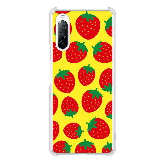 Xperia 10 II SO-41A docomo SC812 小さいイチゴ模様 レッドとイエロー ハードケース 背面印刷
