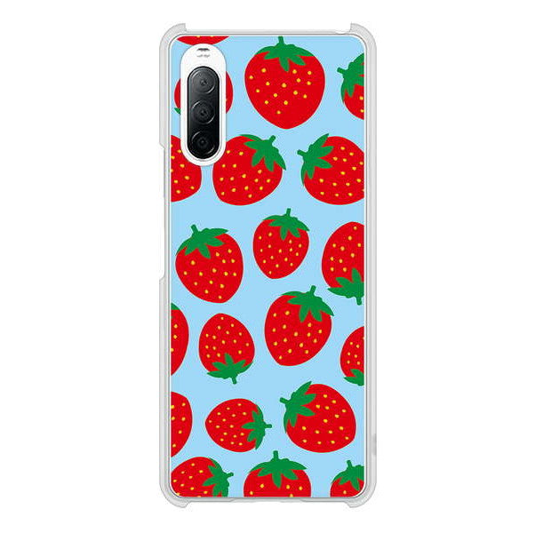 Xperia 10 II SO-41A docomo 高画質仕上げ 背面印刷 ハードケース 小さいイチゴ模様