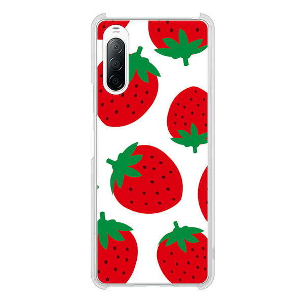 Xperia 10 II SO-41A docomo 高画質仕上げ 背面印刷 ハードケース 大きいイチゴ模様