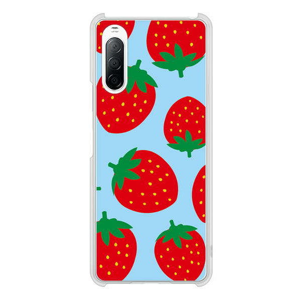 Xperia 10 II SO-41A docomo 高画質仕上げ 背面印刷 ハードケース 大きいイチゴ模様