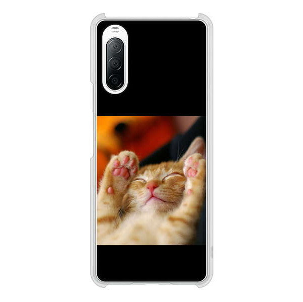 Xperia 10 II SO-41A docomo 高画質仕上げ 背面印刷 ハードケース 【VA804 爆睡するネコ】