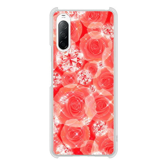 Xperia 10 II SO-41A docomo 高画質仕上げ 背面印刷 ハードケース 【VA816 ダイヤモンドとバラ】