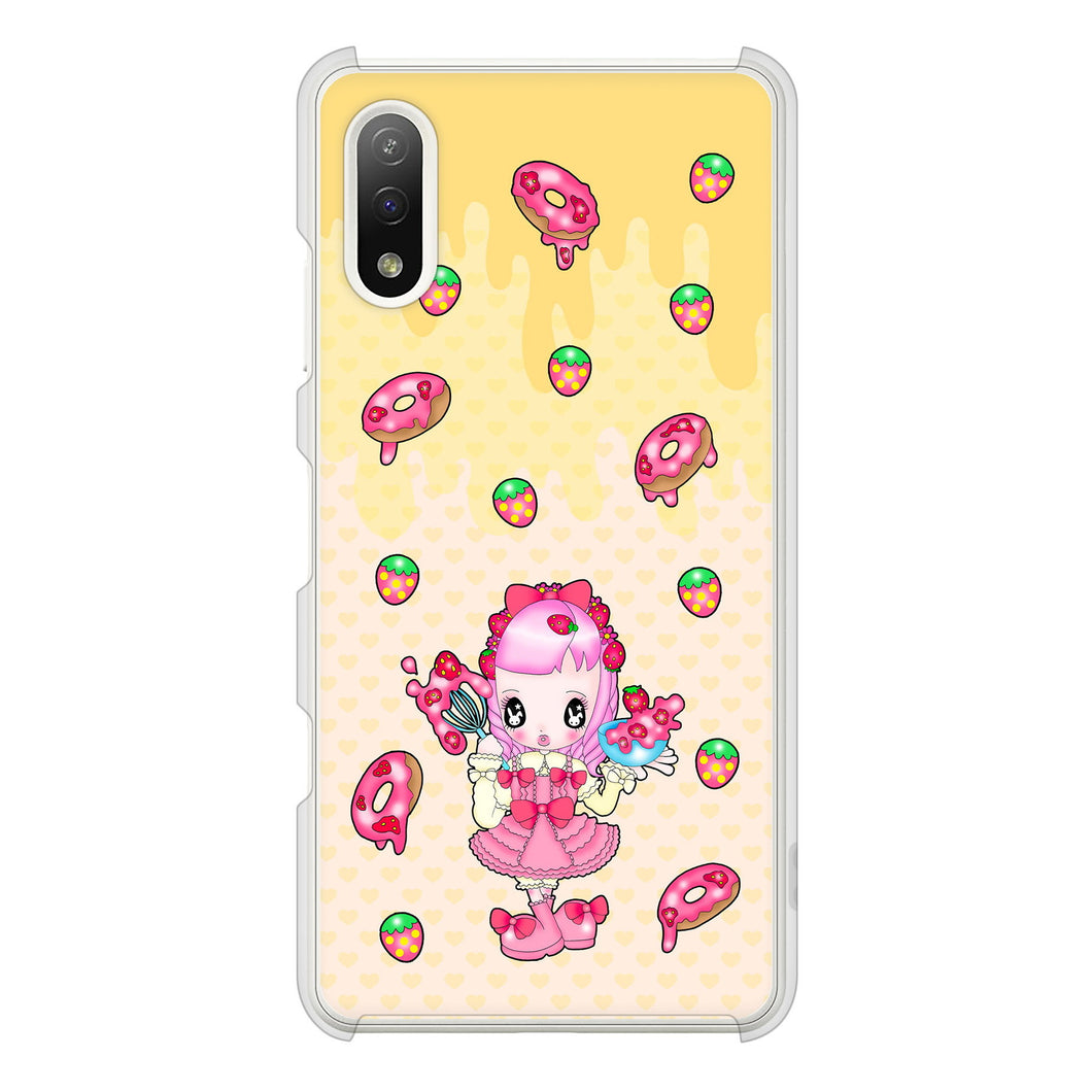 Xperia Ace II SO-41B docomo 高画質仕上げ 背面印刷 ハードケース むかいあぐる ストロベリードーナツ