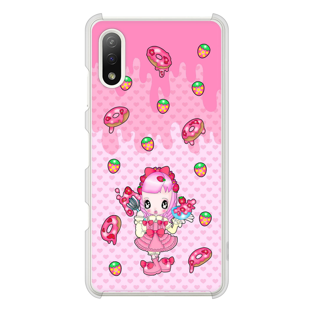 Xperia Ace II SO-41B docomo 高画質仕上げ 背面印刷 ハードケース むかいあぐる ストロベリードーナツ