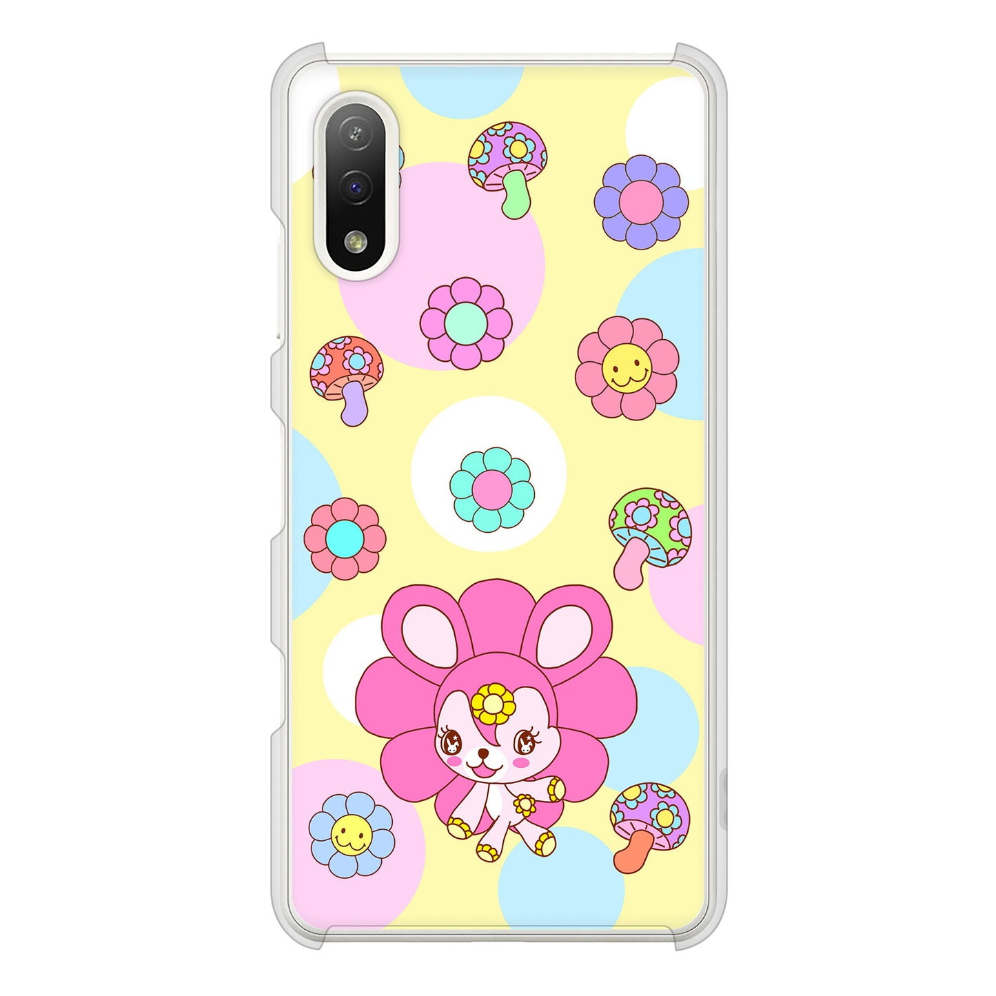 Xperia Ace II SO-41B docomo 高画質仕上げ 背面印刷 ハードケース むかいあぐる フラワーうさぎのフラッピョン