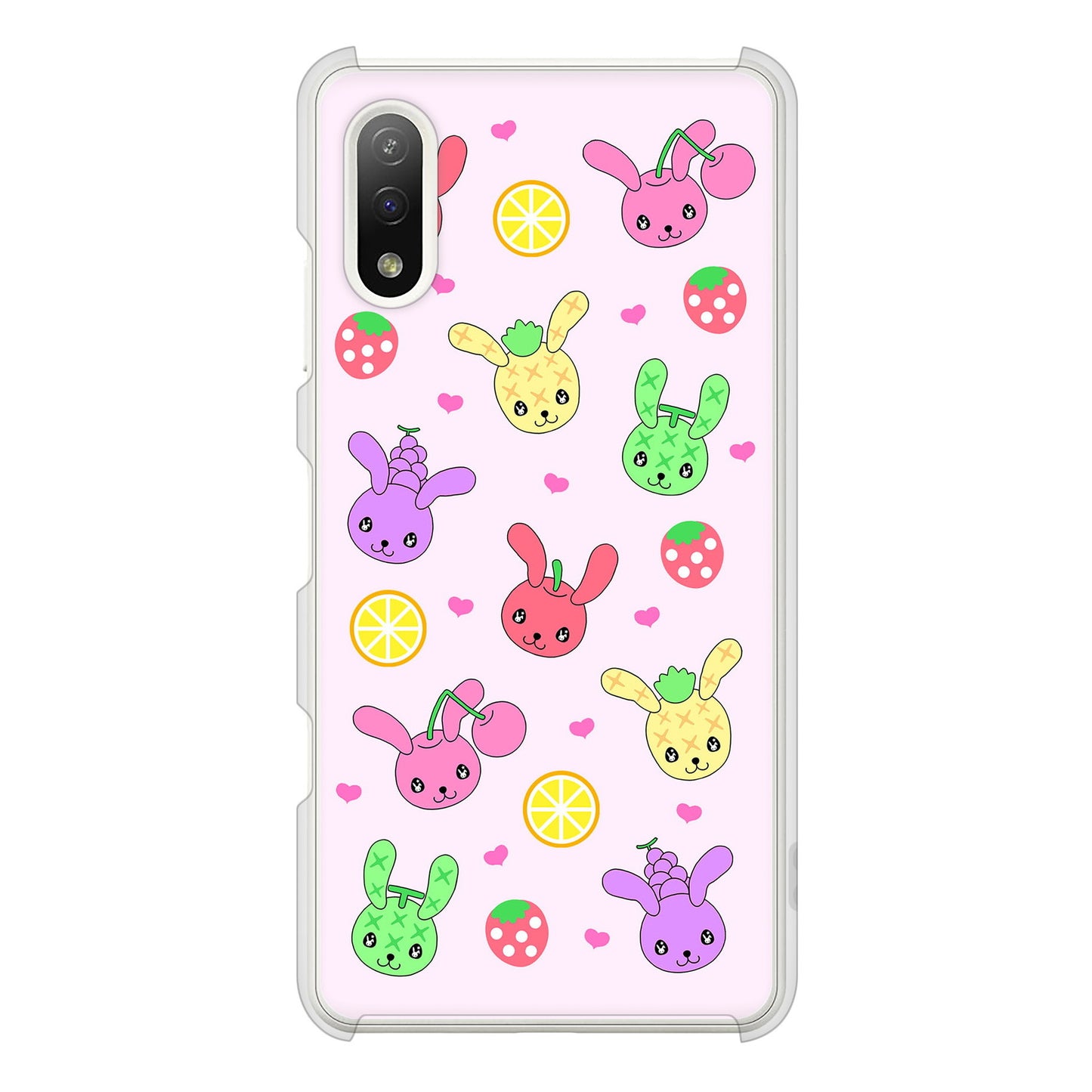 Xperia Ace II SO-41B docomo 高画質仕上げ 背面印刷 ハードケース むかいあぐる フルーツうさぎのブルーラビッツ