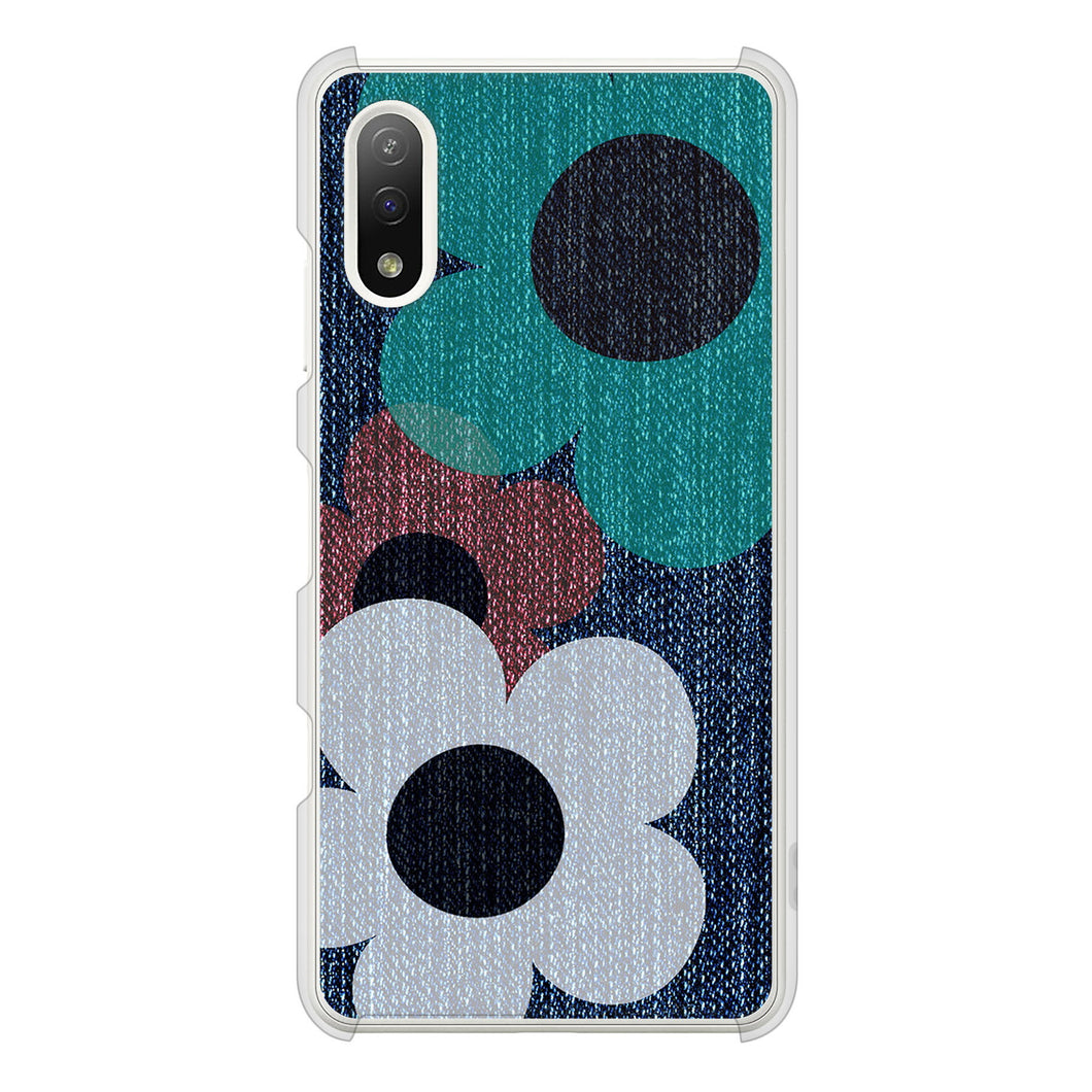 Xperia Ace II SO-41B docomo 高画質仕上げ 背面印刷 ハードケース 【EK869 ルーズフラワーinデニム風】