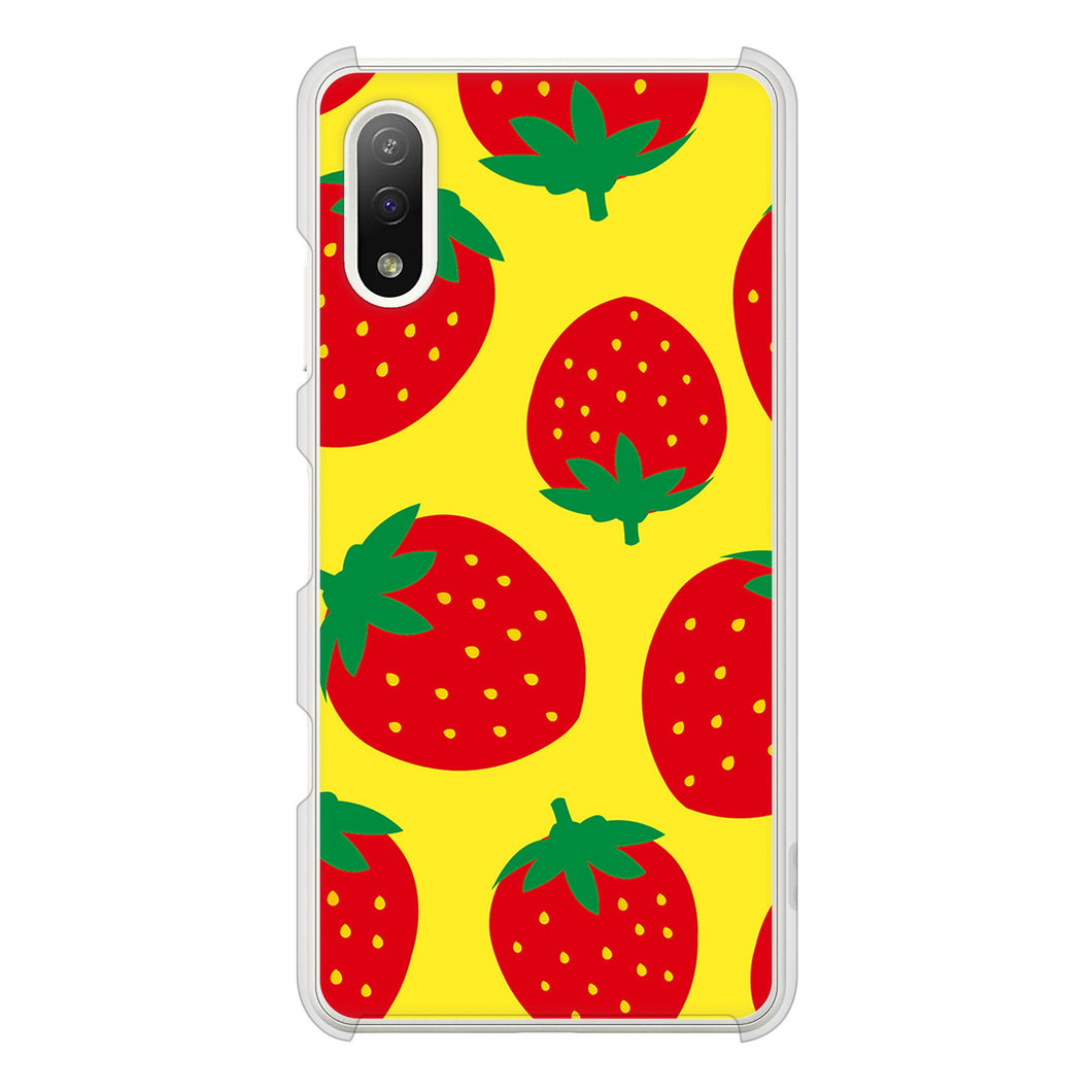 Xperia Ace II SO-41B docomo 高画質仕上げ 背面印刷 ハードケース 大きいイチゴ模様