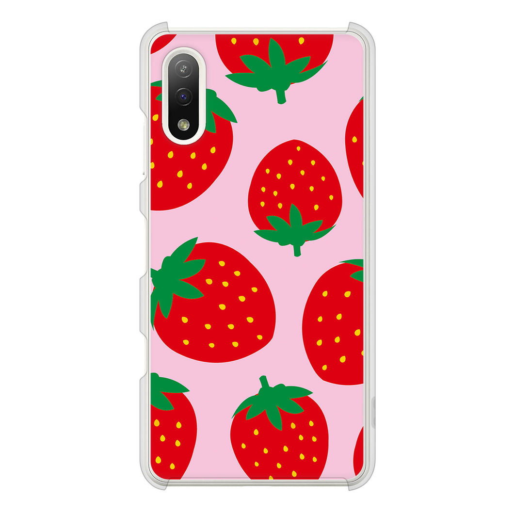 Xperia Ace II SO-41B docomo 高画質仕上げ 背面印刷 ハードケース 大きいイチゴ模様