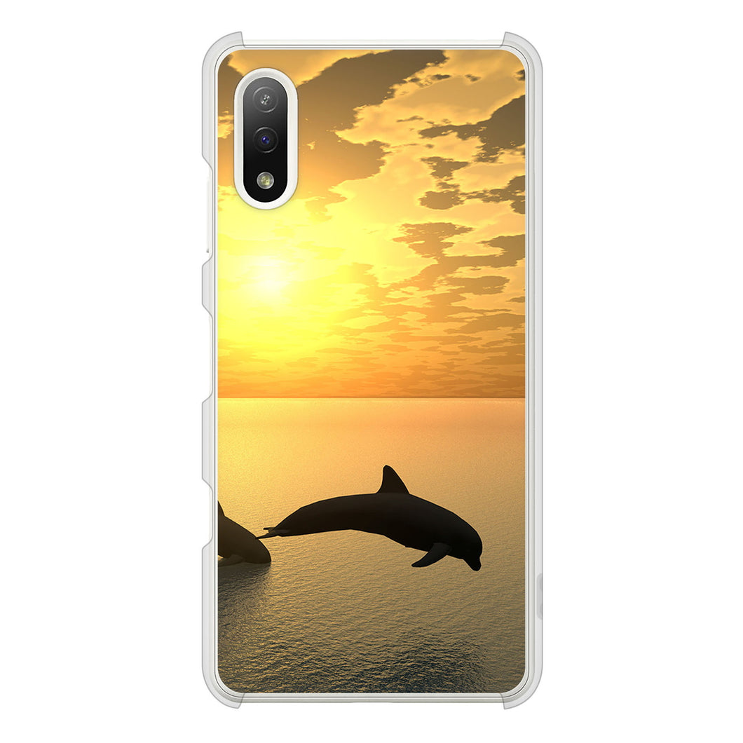 Xperia Ace II SO-41B docomo 高画質仕上げ 背面印刷 ハードケース 【VA845 夕暮れのドルフィン】