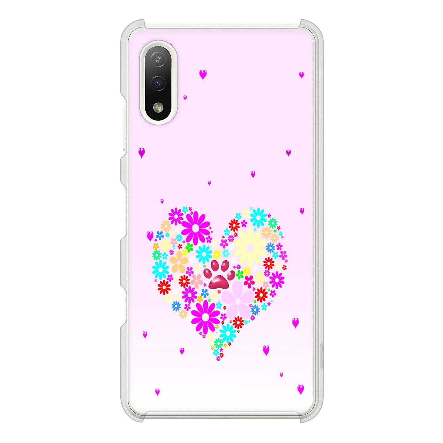 Xperia Ace II SO-41B docomo 高画質仕上げ 背面印刷 ハードケース ハートと肉球