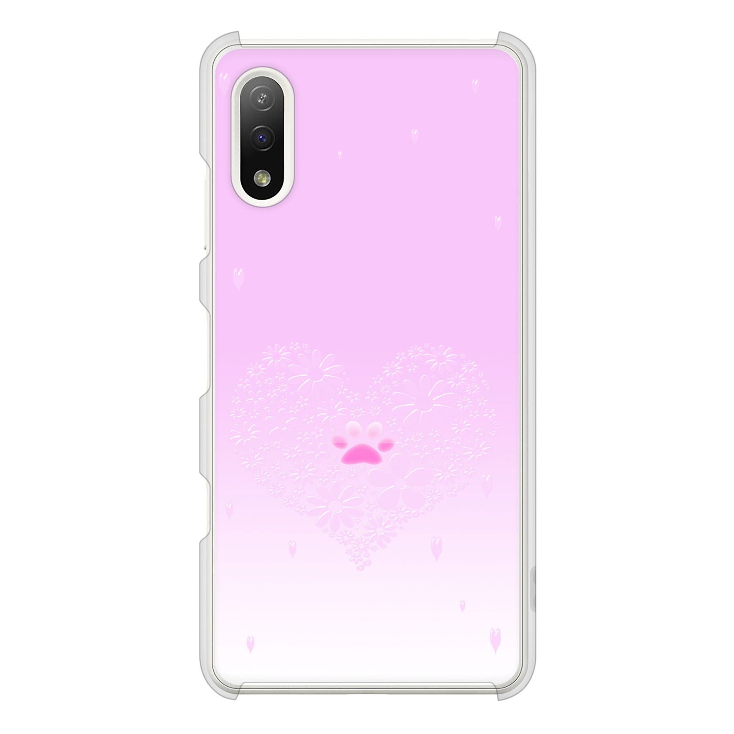 Xperia Ace II SO-41B docomo 高画質仕上げ 背面印刷 ハードケース ハートと肉球