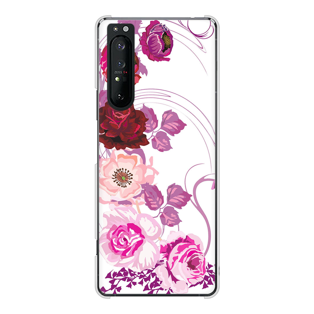 Xperia 1 II SO-51A docomo 高画質仕上げ 背面印刷 ハードケース ロマンチックなバラ