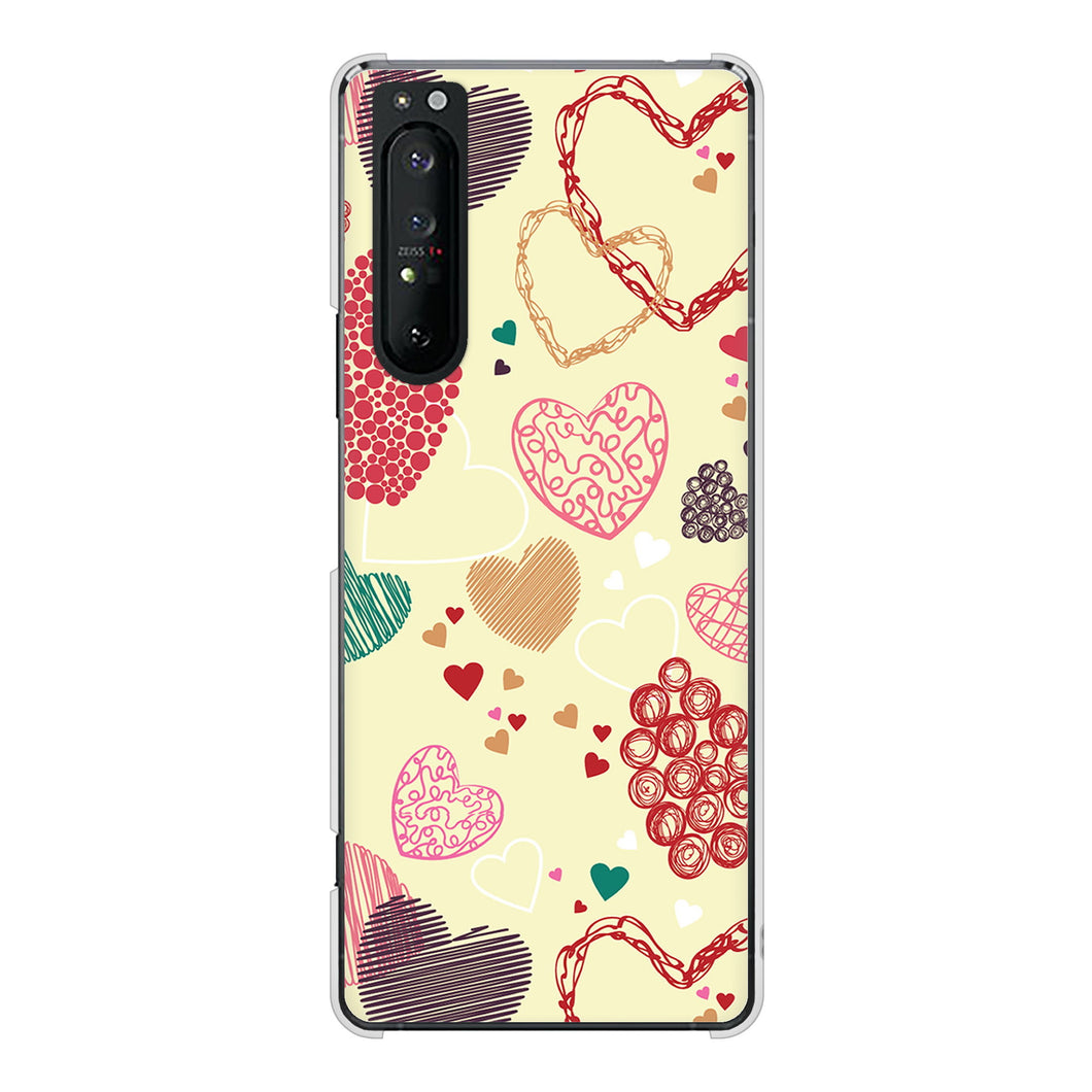 Xperia 1 II SO-51A docomo 高画質仕上げ 背面印刷 ハードケース 【480 素朴なハート】