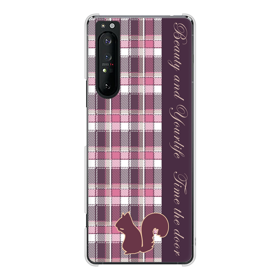 Xperia 1 II SO-51A docomo 高画質仕上げ 背面印刷 ハードケース ピンクチェック