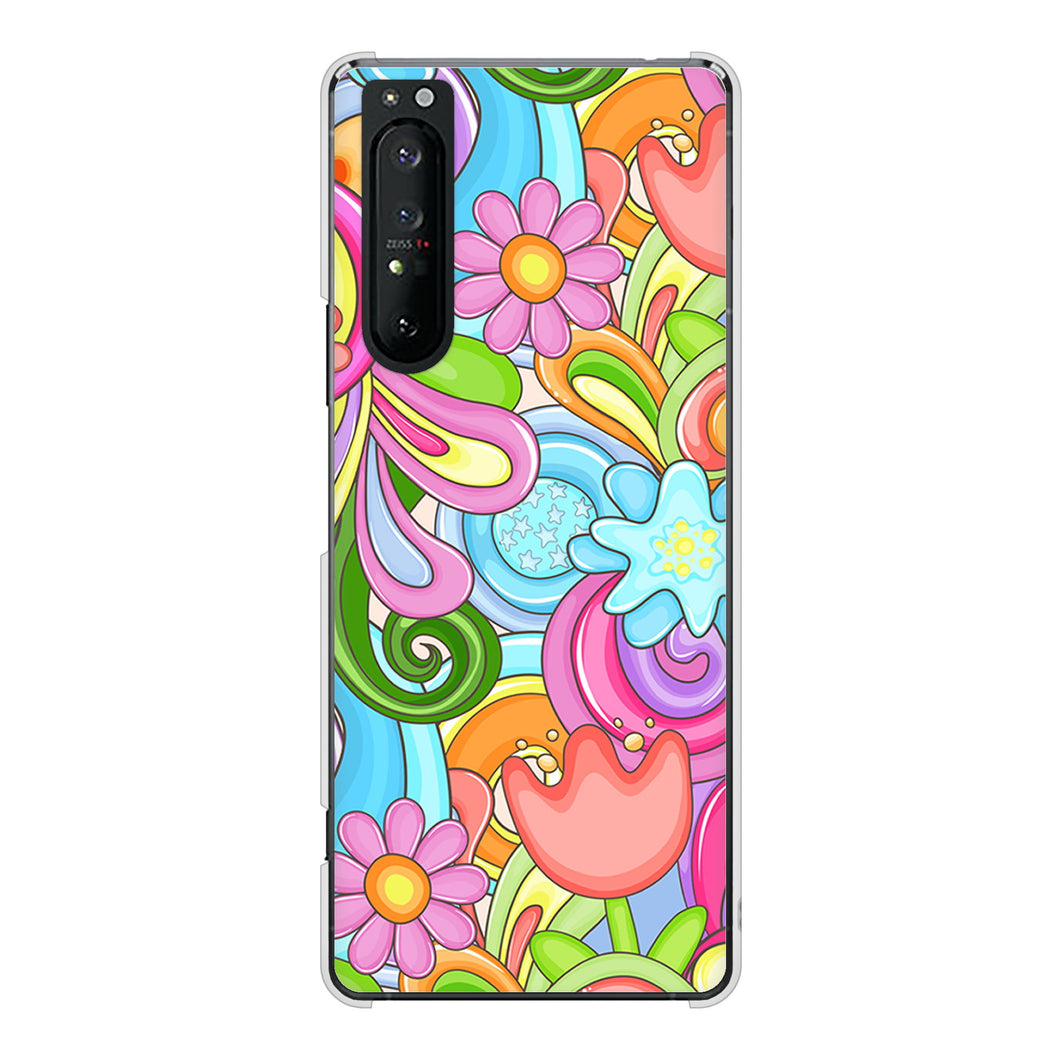 Xperia 1 II SO-51A docomo 高画質仕上げ 背面印刷 ハードケース 【713 ミラクルフラワー】