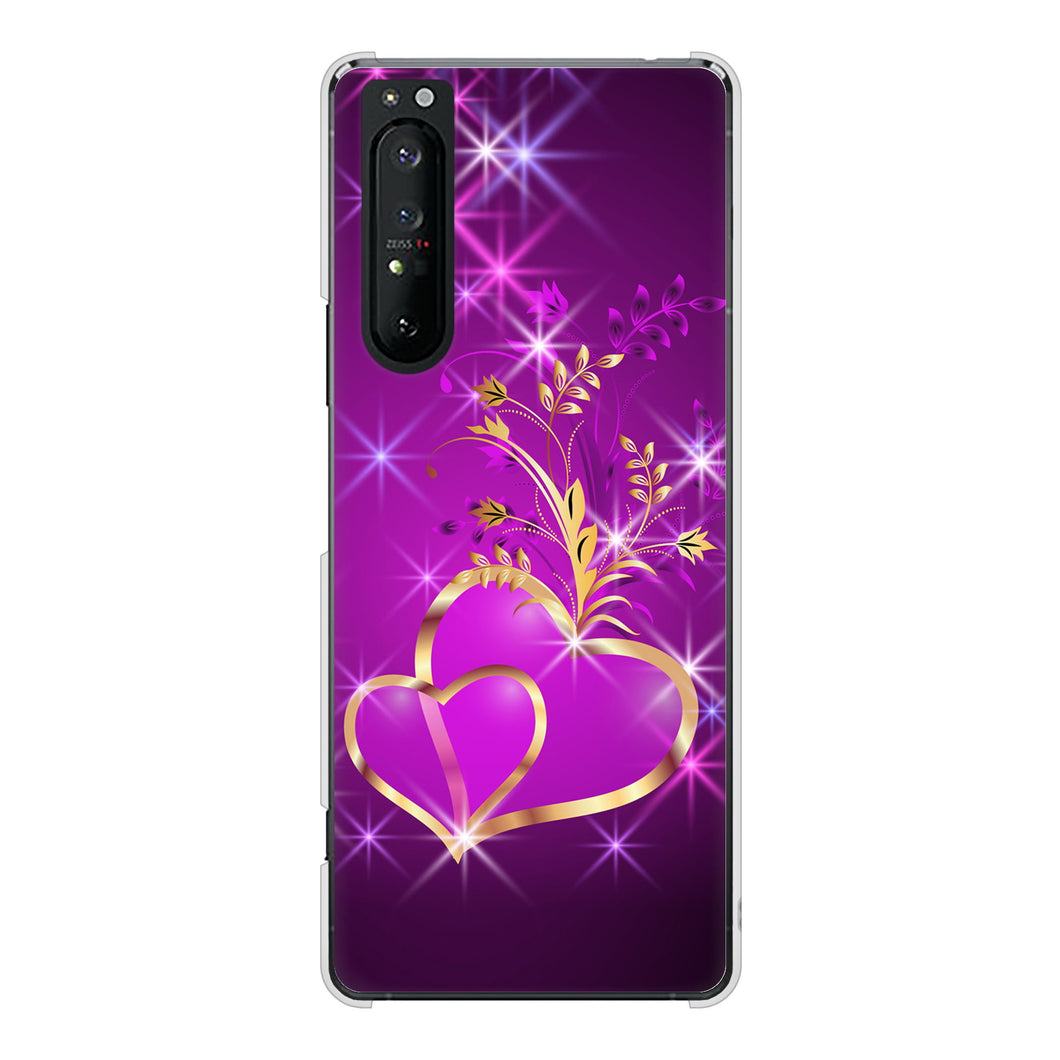 Xperia 1 II SO-51A docomo 高画質仕上げ 背面印刷 ハードケース きらめきハート