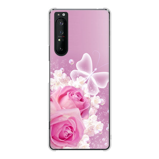 Xperia 1 II SO-51A docomo 高画質仕上げ 背面印刷 ハードケース ロマンチックなバラ
