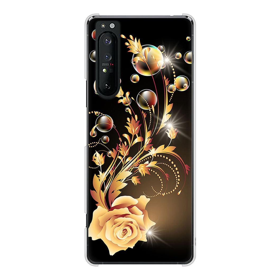 Xperia 1 II SO-51A docomo 高画質仕上げ 背面印刷 ハードケース ロマンチックなバラ