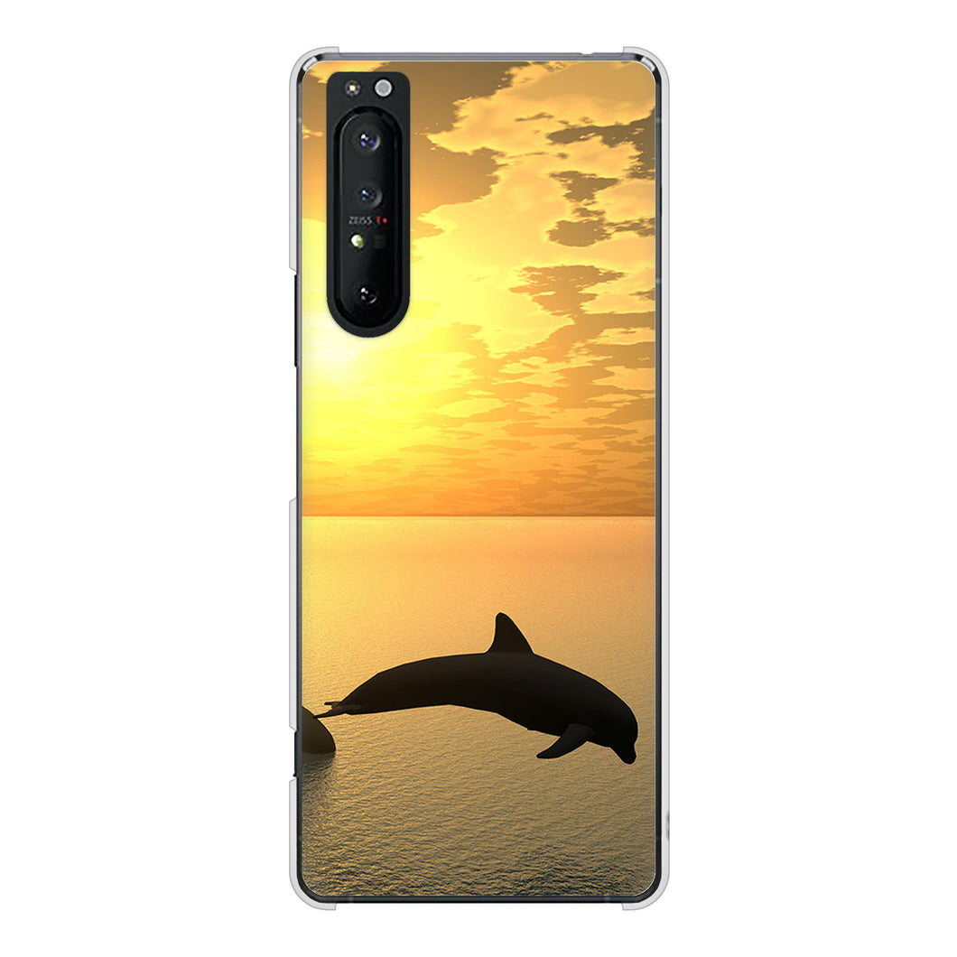 Xperia 1 II SO-51A docomo 高画質仕上げ 背面印刷 ハードケース 【VA845 夕暮れのドルフィン】