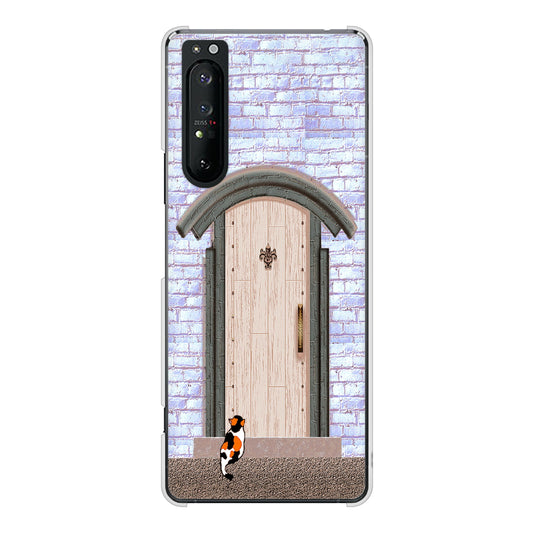 Xperia 1 II SO-51A docomo 高画質仕上げ 背面印刷 ハードケース 猫とドア