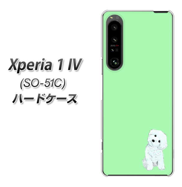 Xperia 1 IV SO-51C docomo 高画質仕上げ 背面印刷 ハードケース【YJ071 トイプードルホワイト(グリーン)】