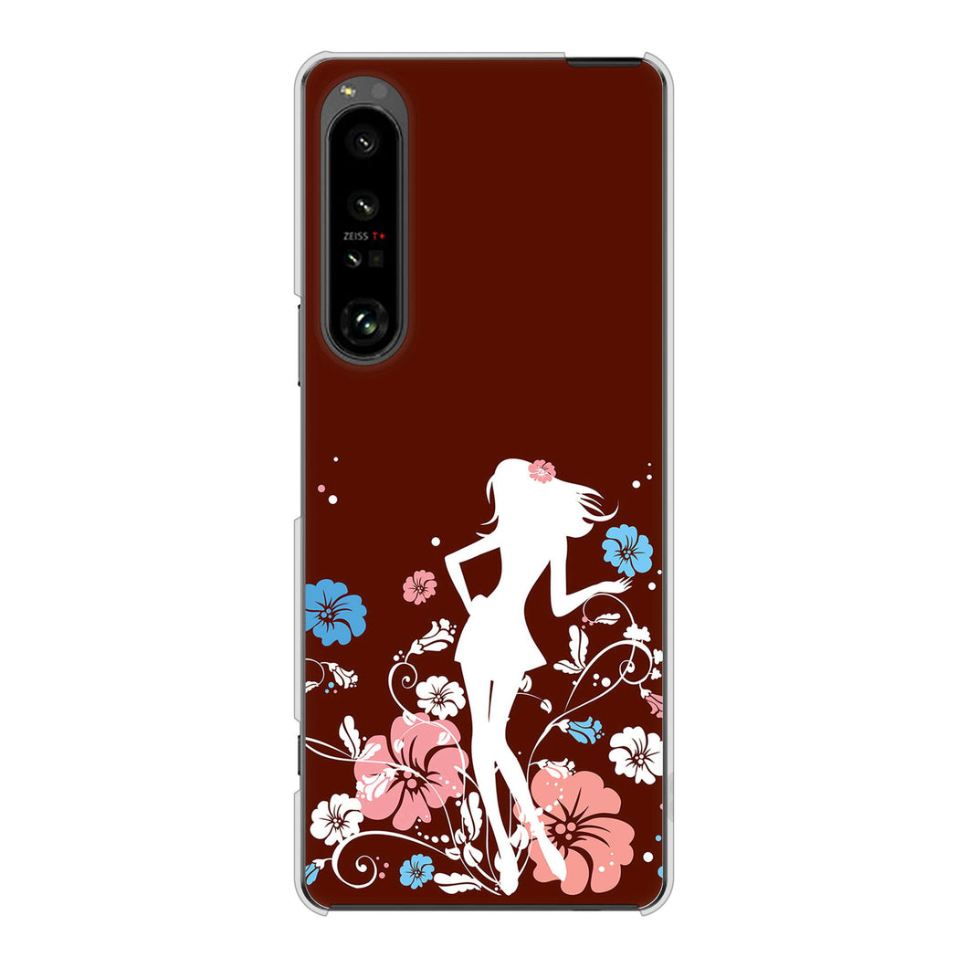 Xperia 1 V SO-51D docomo 高画質仕上げ 背面印刷 ハードケース 【110 ハイビスカスと少女】