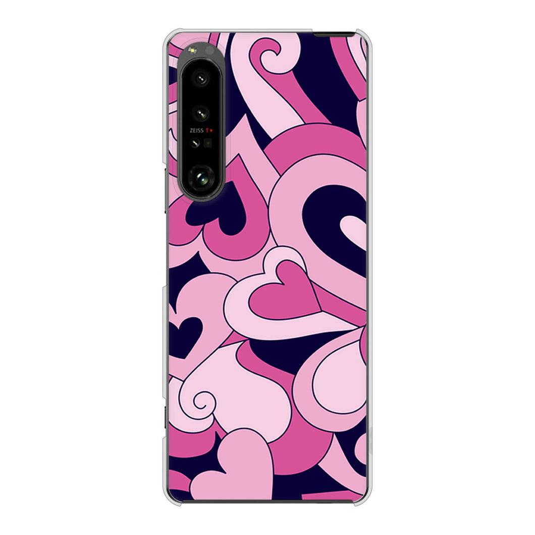 Xperia 1 V SO-51D docomo 高画質仕上げ 背面印刷 ハードケースプリティハート
