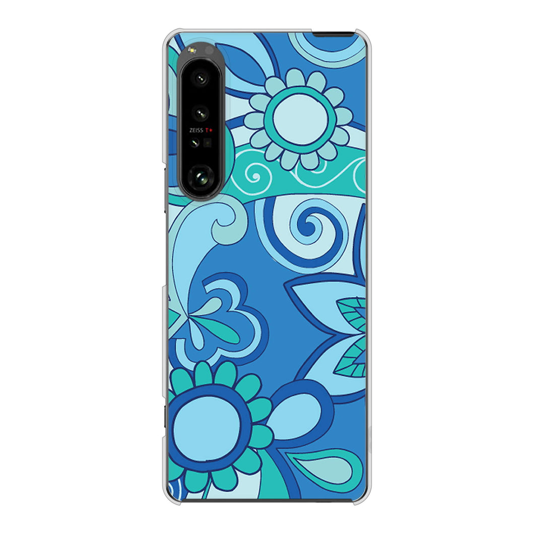 Xperia 1 V SO-51D docomo 高画質仕上げ 背面印刷 ハードケース 【409 ブルーミックス】